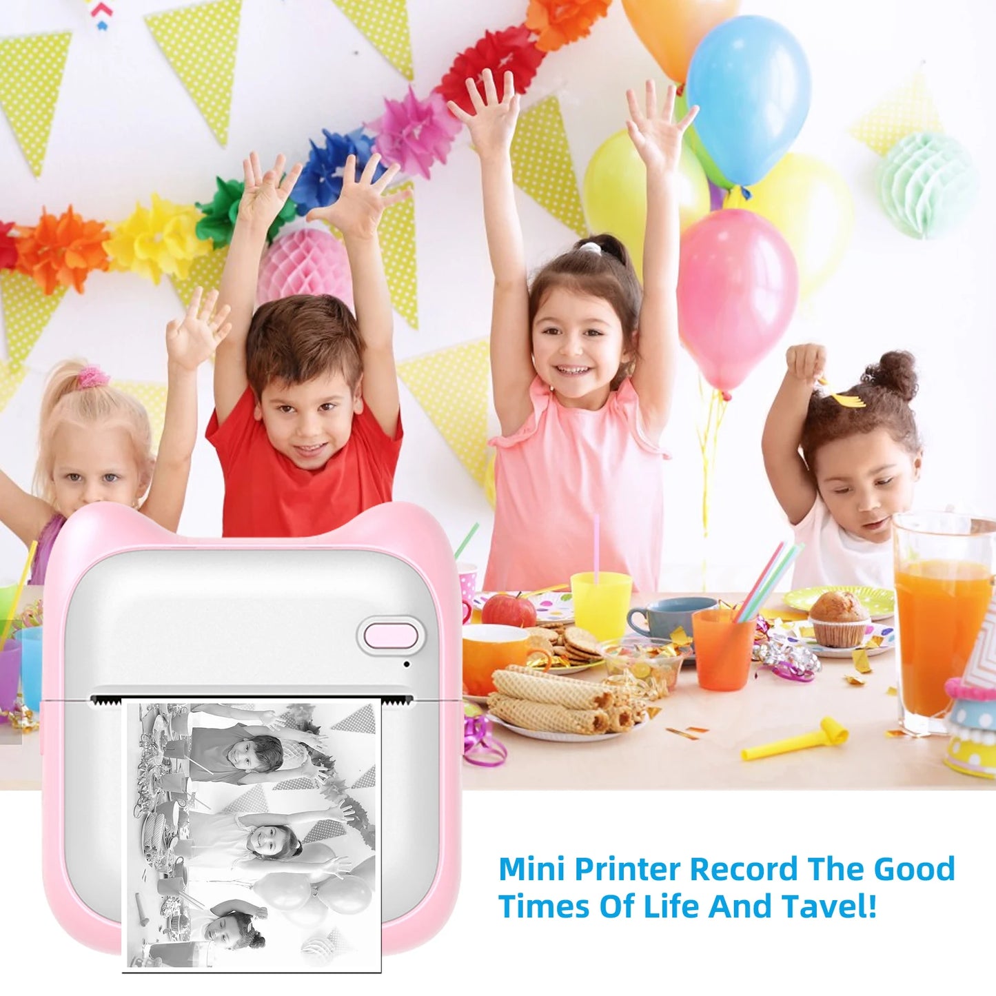 Mini Printer, Portable Thermal Printer Efficiently and Quickly, Inkless Pocket Photo Printer for Study Notes, Pictures, DIY